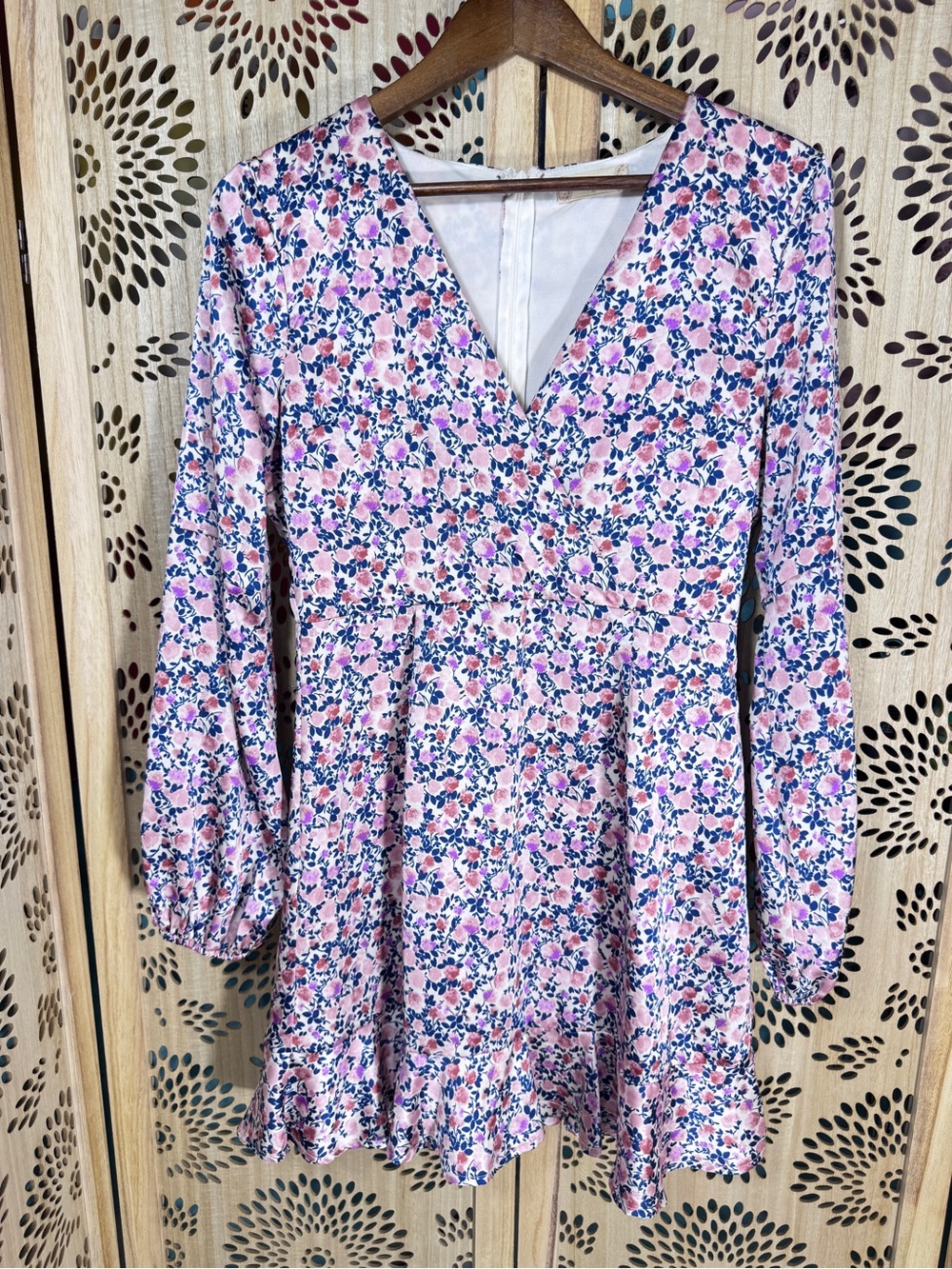 Altar'd State Pink Floral V-Neck Long-Sleeve Girls' Dress